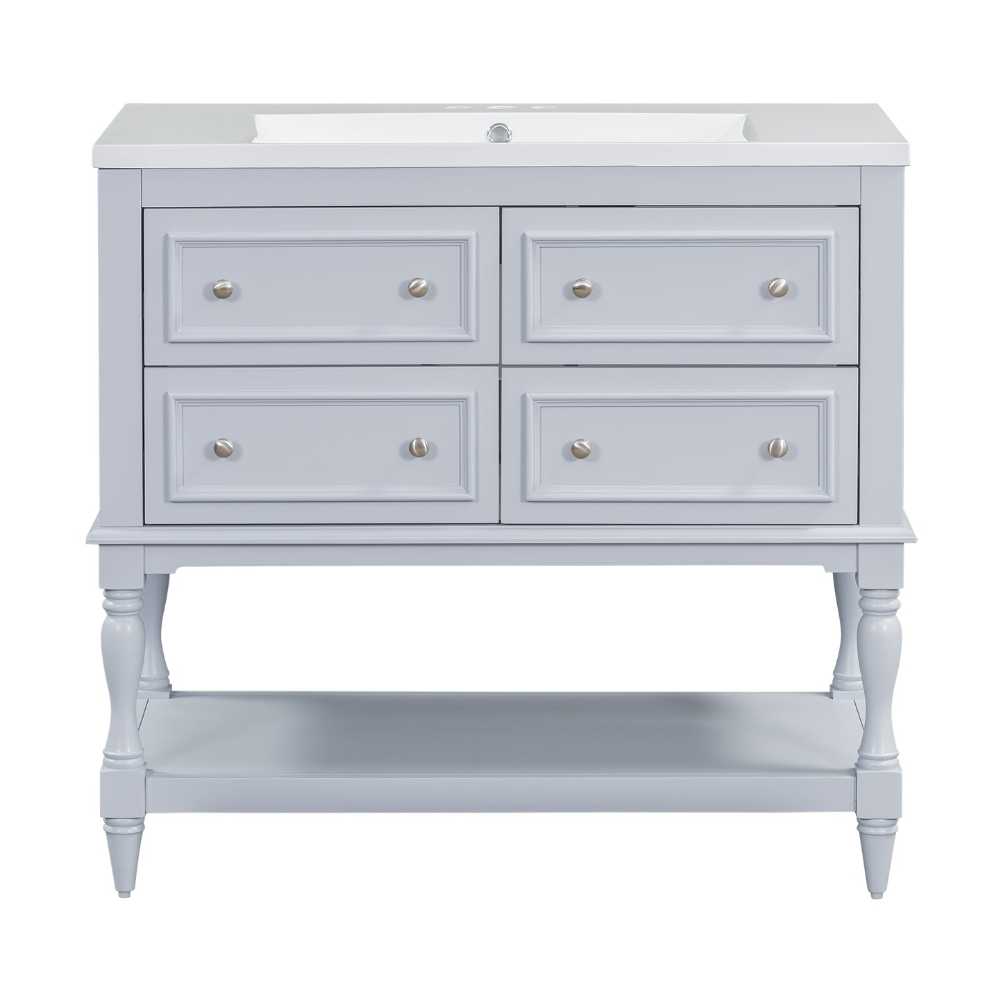 36'' Bathroom Vanity with Medicine Cabinet, Modern Mirror Cabinet with Adjustable Shelf, Bathroom Storage Cabinet with 4 Drawers eprolo