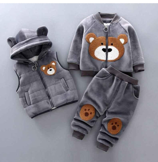 Autumn Children's Clothing Set Plush Bear Three Piece Suit for Kids - Shello's Creative Boutique