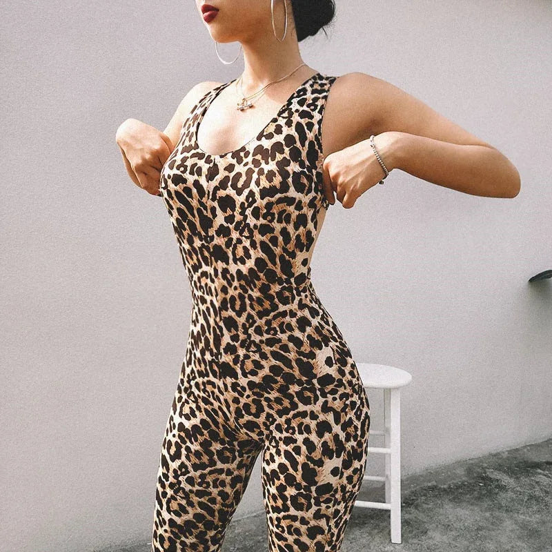 Leopard Women Yoga Jumpsuits - Shello's Creative Boutique