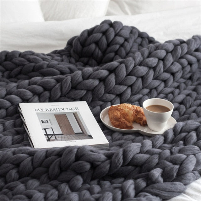 Sofa Cover Chunky Knitted Blankets Handmade Bedspreads Super Thick Yarn Merino Wool Soft Blanket Warm Winter Throw Blanket eprolo