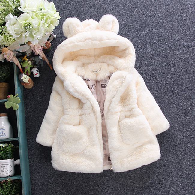 Winter Baby Girls Clothes Faux Fur Fleece Coat Pageant Warm Jacket Xmas Snowsuit 1-8Y Baby Hooded Jacket Outerwear eprolo