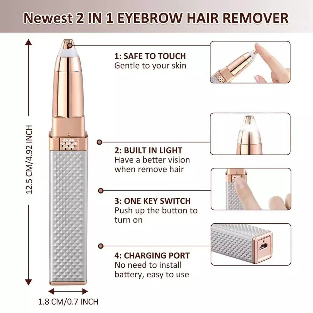 4-In-1 Lipstick Shaver Electric Eyebrow Trimmer Multi-Function Rechargeable - Shello's Creative Boutique