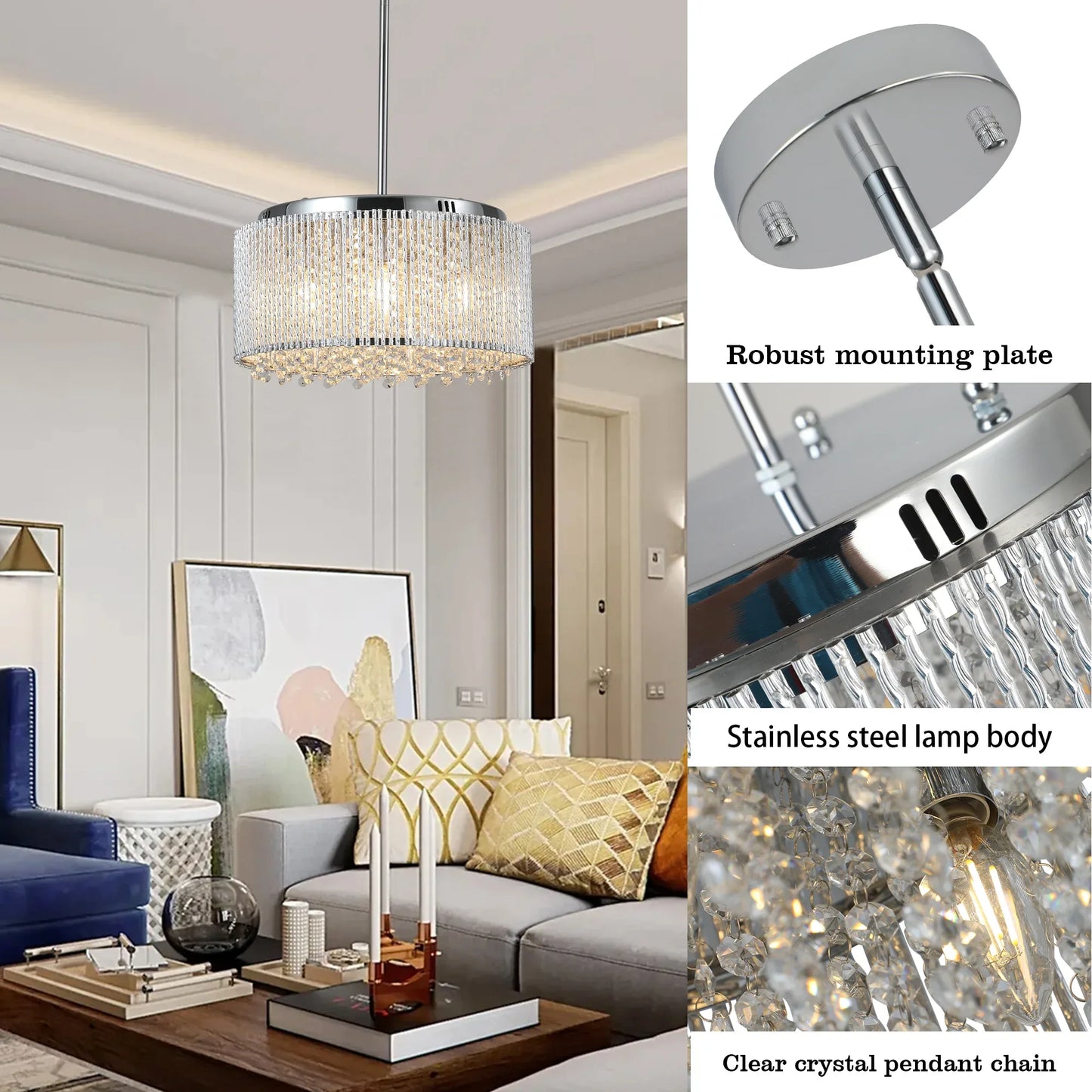 Modern Crystal Chandelier for Living Room – Luxury Round Crystal Lamp - Shello's Creative Boutique