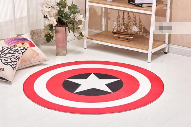 Carpet Red White Circle Star Cartoon Printing Lovely Round Carpet Rug Home Hotel Living Room Floor Mats Anti Slip eprolo