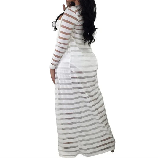 Eprolo Plus Size 3-Piece Tracksuit – Hollow-Out Striped Jumpsuit Set for Women | S–3XL Summer ‘25 - Shello's Creative Boutique