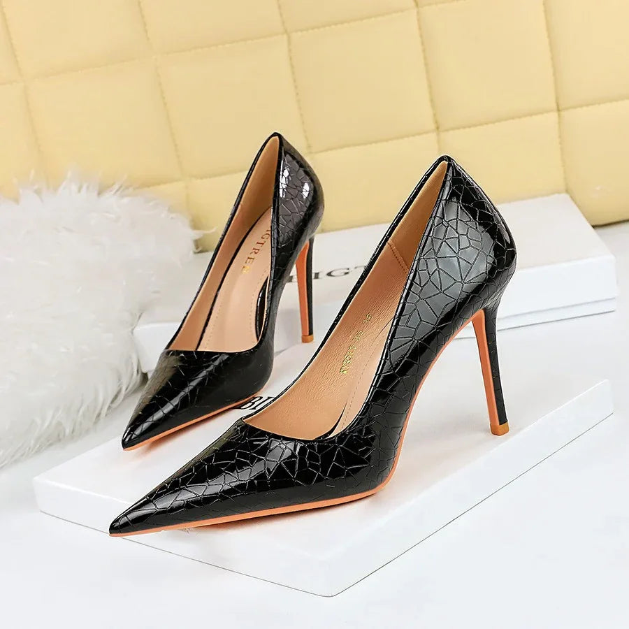 Sexy nightclub thin high heeled shoes stiletto ultra high heeled shallow mouth pointed - Shello's Creative Boutique