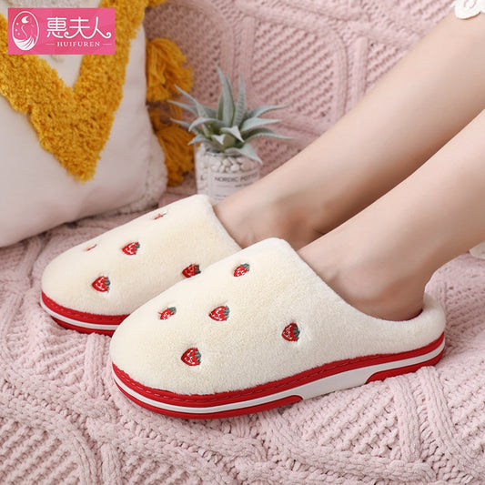 Fashion Fruit Indoor Slippers Women Warm Plush Home Slipper Anti-slip Soft Lovers Winter Shoes Banana Cherry Ladies Slides SH450 eprolo