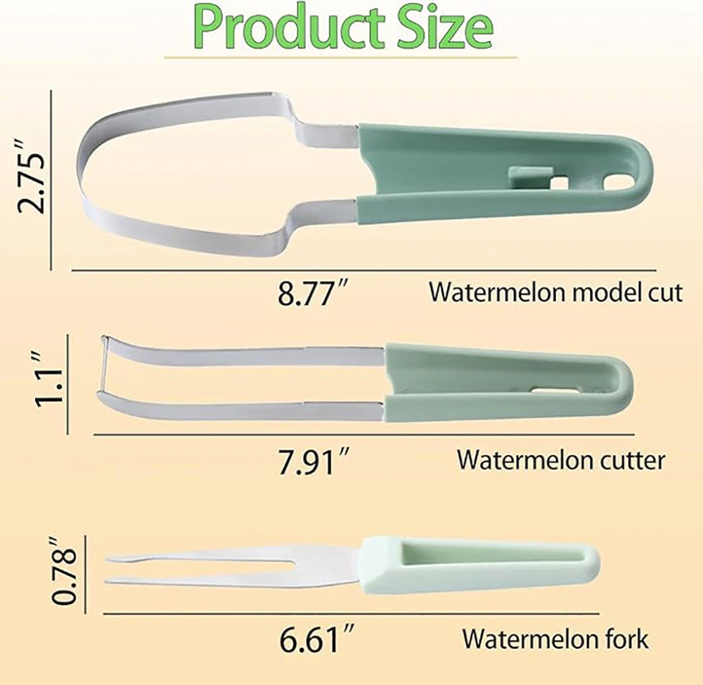 3-in-1 Watermelon Cutter Stainless Steel Fruit Carving Knife Multi-functional Melon Fork Slicer Tool for Camping Kitchen Gadgets eprolo