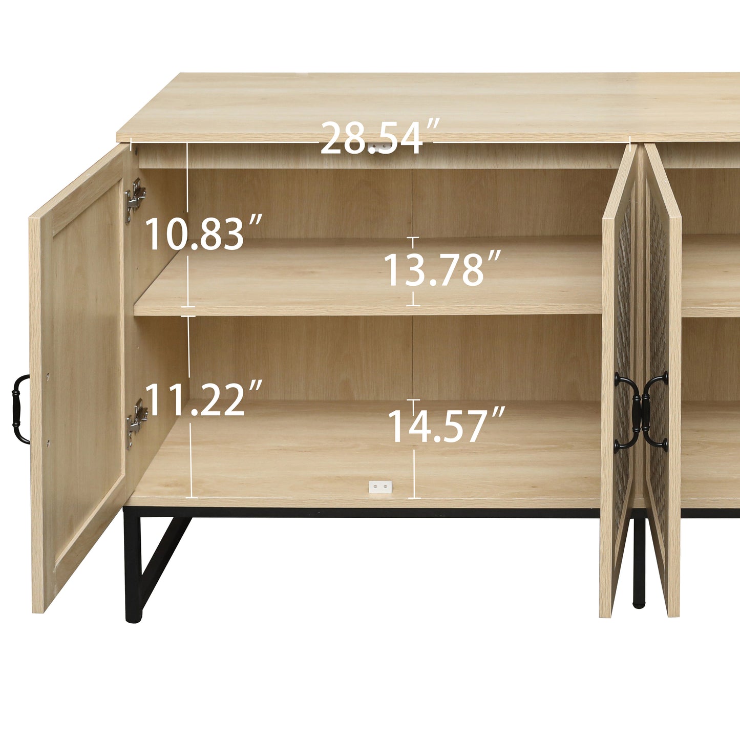 Luxury Rattan 4-Door Storage Cabinet - Large Sideboard Buffet with Elegant Design