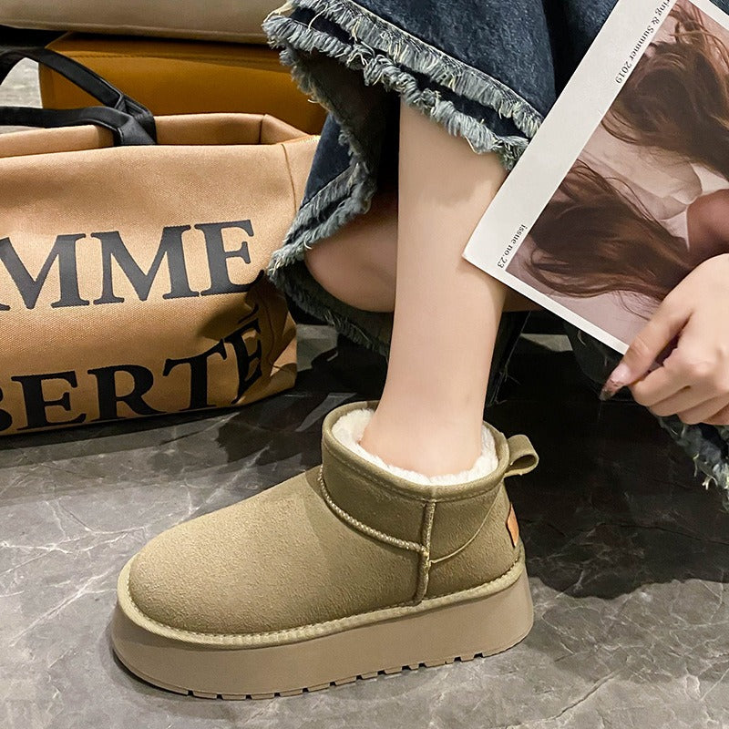 Thick soled versatile snow boots for women's warmth and height increase small cotton shoes eprolo