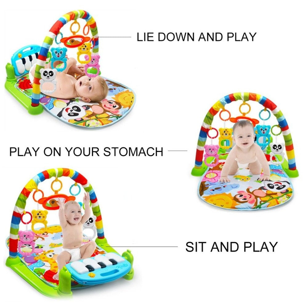 3 in 1 Baby Play Mat Rug Toys Crawling Music Play Game Developing Mat with Piano Keyboard Infant Carpet Education Rack Toy eprolo
