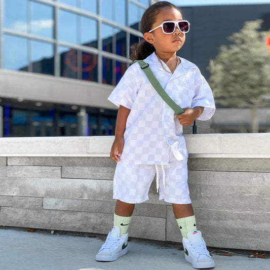 Children Clothing Boys And Girls Short Sleeve Shirt Suit New Casual Fashion Suit - Shello's Creative Boutique