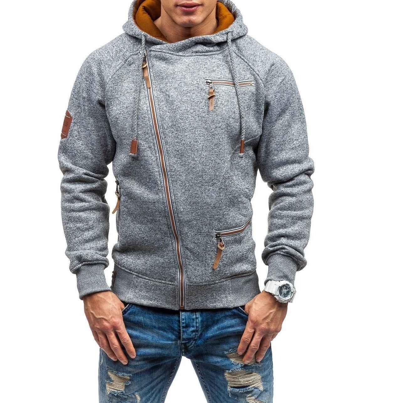 Men’s Side Zipper Hoodies Sweater – Stylish and Comfortable Gauze Design - Shello's Creative Boutique