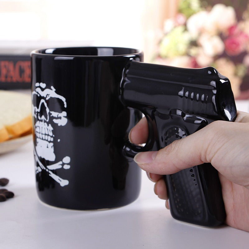 Pirate Pistol Cup Creative Skull Ceramic Water Cup Gun Handle Mug 3D Modeling Coffee Cup eprolo
