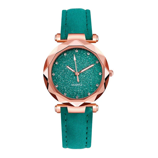 Ladies fashion Korean Rhinestone Rose Gold Quartz Watch Female Belt Watch Women's Watches Fashion Clock Watch Women Watches #A - Shello's Creative Boutique