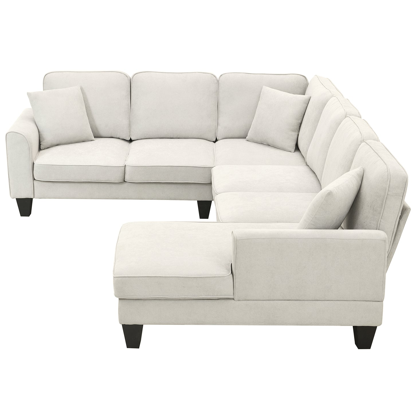 Modern U-Shape Sectional Sofa – 7-Seat Fabric Sofa Set with Pillows for Living Room, Apartment & Office