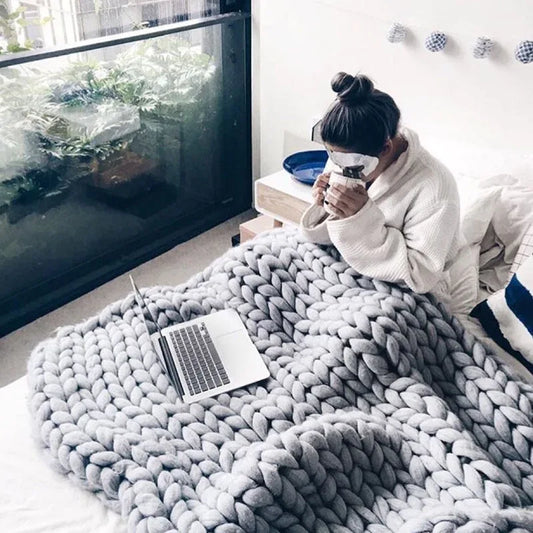 Chunky Knitted Blanket – Cozy Luxury for Every Season - Shello's Creative Boutique