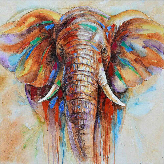 Elephant Head Canvas Art - Modern Animal Wall Art for Living Room, Bedroom, Office Decor