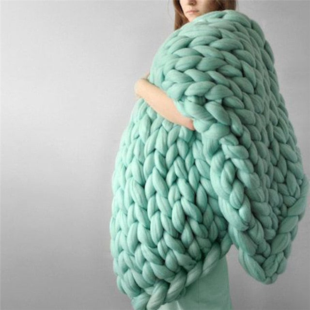 Sofa Cover Chunky Knitted Blankets Handmade Bedspreads Super Thick Yarn Merino Wool Soft Blanket Warm Winter Throw Blanket eprolo
