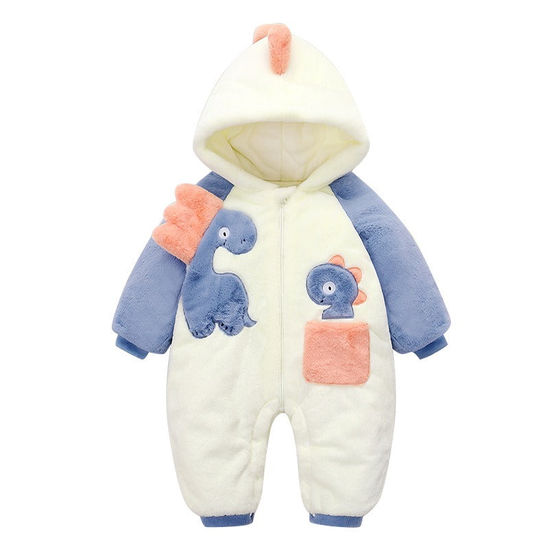 Baby One-Piece Clothes Plush Thickened Autumn And Winter New Baby Boys And Girls Romper Cartoon Crawling Clothes Winter Cotton Clothes eprolo