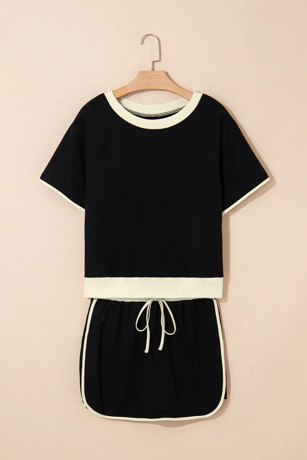 Rose Red Edge Drop Shoulder T-Shirt and Skirt Set - Sporty-Chic Style with a Modern Edge! - Shello's Creative Boutique