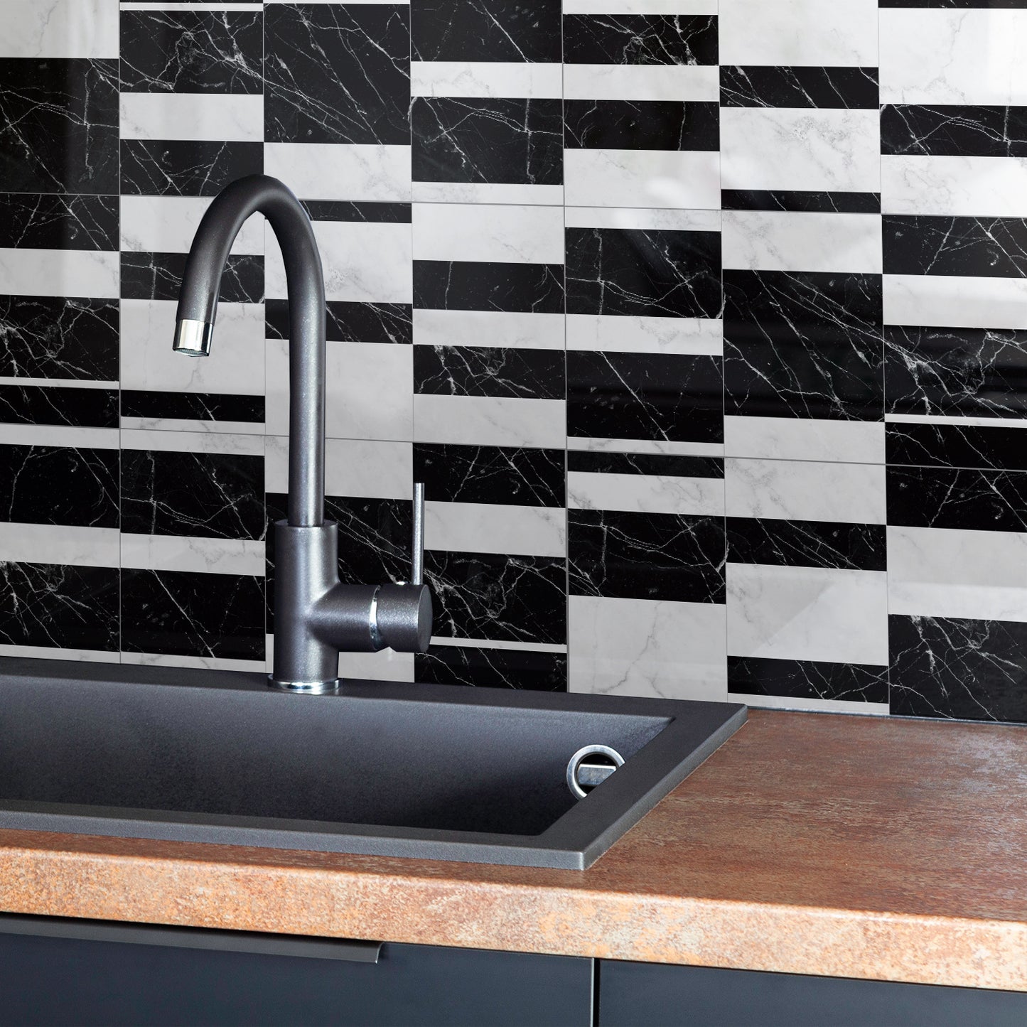 Funlife City Lights Thickened Brick Stickers Mosaic Marble Kitchen Background Wall Tile Stickers