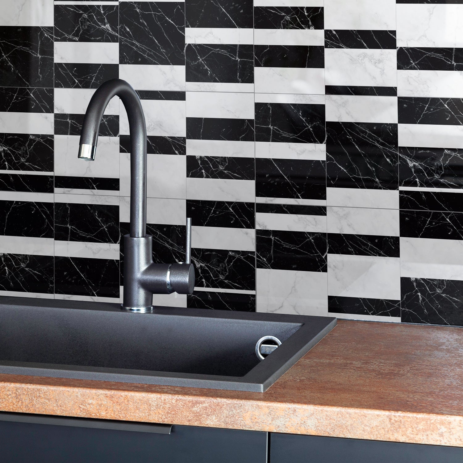 Funlife City Lights Thickened Brick Stickers Mosaic Marble Kitchen Background Wall Tile Stickers