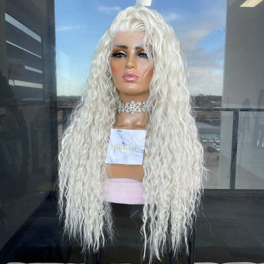 Wig Ladies Front Lace Chemical Fiber Long Curly Hair Set Wig Chemical Fiber Hair Wig - Shello's Creative Boutique