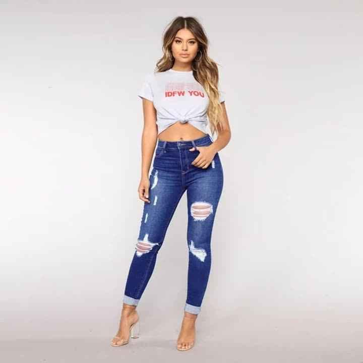Eprolo Fashion Ripped Women's Jeans – Trendsetter Style for Small Feet - Shello's Creative Boutique