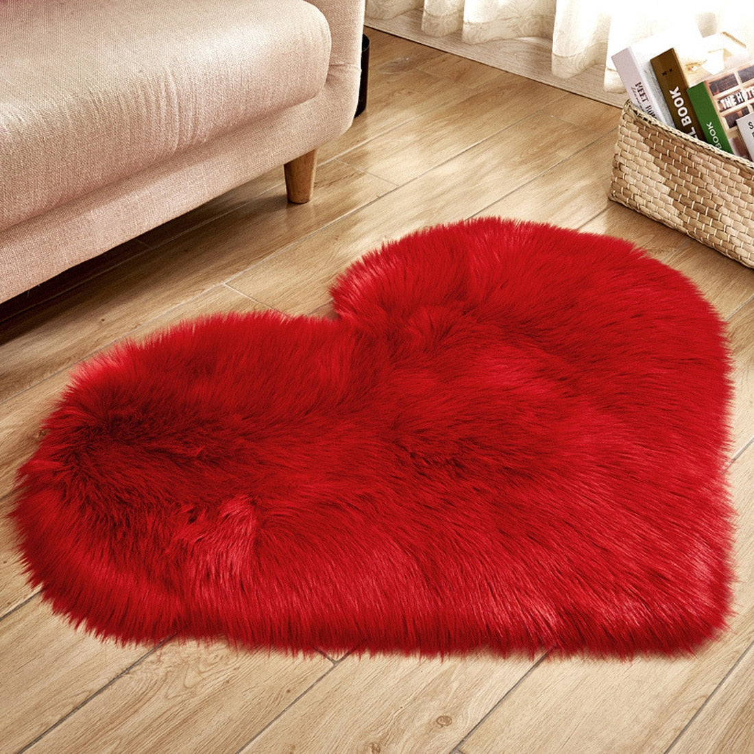 Love Heart Rugs Artificial Wool Hairy Carpet Faux Floor Mat Fur Plain Fluffy Area Rug Soft Living Room Carpet Bedroom Floor Mat eprolo