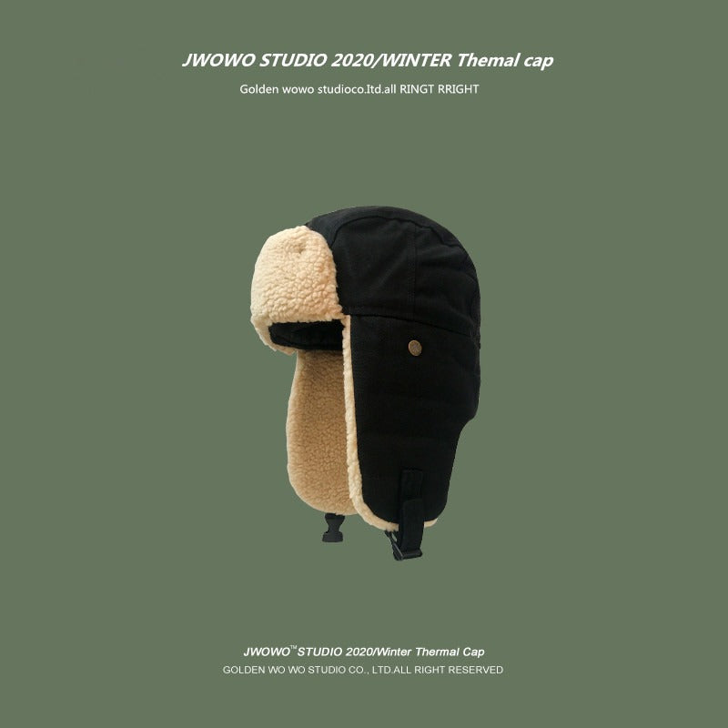 Plush Hats For Men And Women To Keep Warm In Winter Lei Feng Hat Ear Protection Thickened Cycling Cold Hat Korean  Versatile Cold Hat eprolo