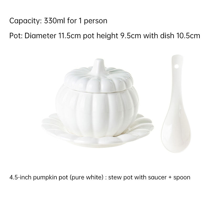 Creative Ceramic Pumpkin Cup, Steamed Egg Cup, Stewed Pot with Cover, Pure White Mini Bird's Nest Cup, Soup Cup eprolo