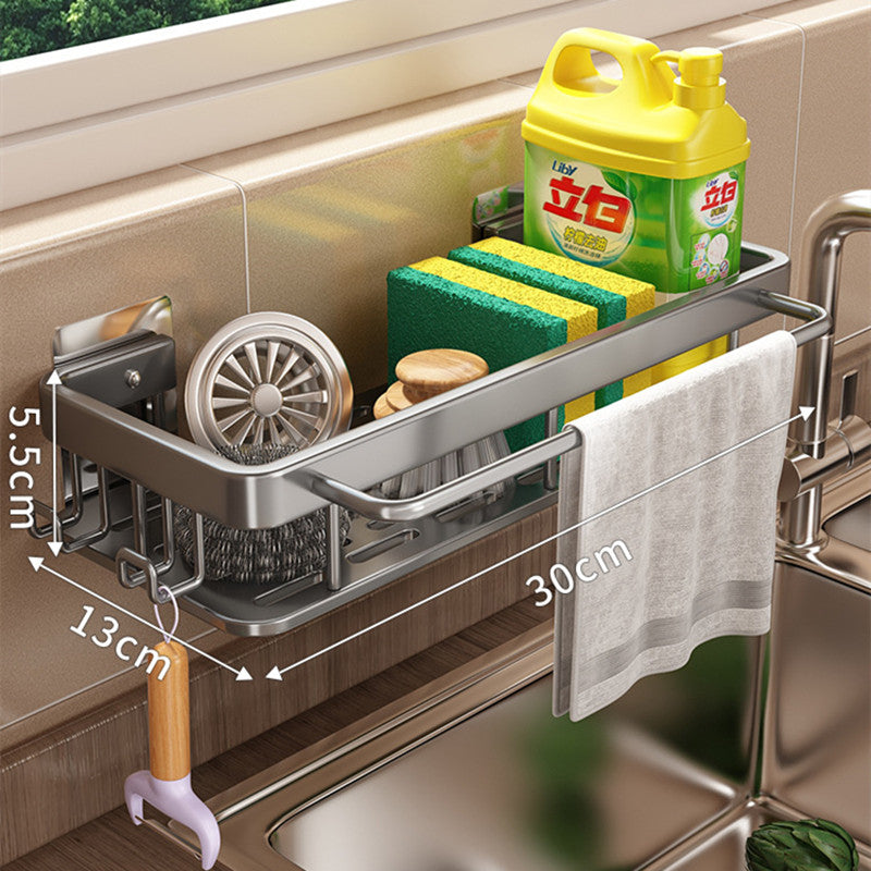 Wipe Rack Kitchen Storage Rack Without Punching Shelves Wall Mounted Spice Rack Home Drainert eprolo