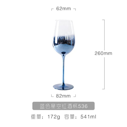 Blue Starry Sky Crystal Glass Goblet Red Wine Glass Mug Home High Value Party Grape Champagne Glass Cocktail Set Furniture Items eprolo