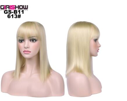 women Bob Wig With Bangs Short Straight Wigs party Synthetic Hair Heat Resistant Fiber fake hair Halloween Perucas eprolo