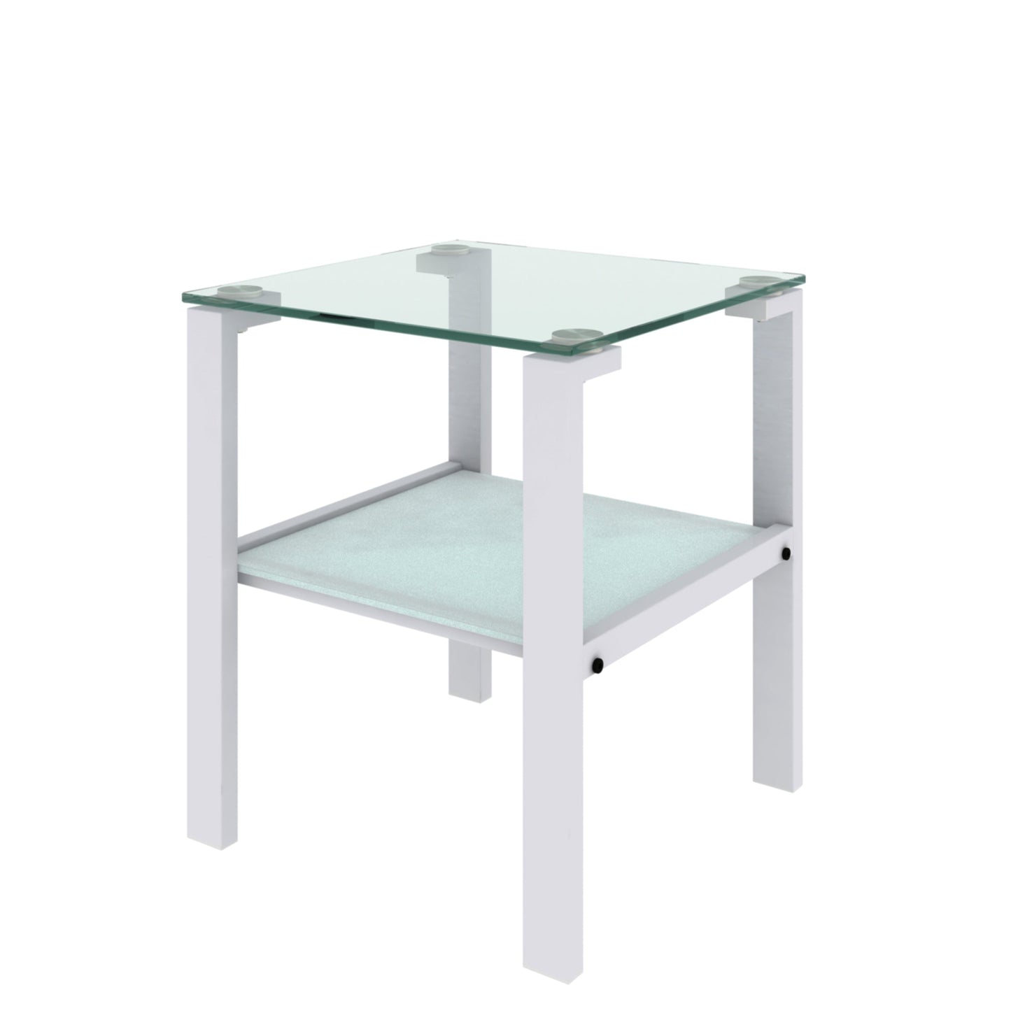 Glass two layer tea table small round table bedroom corner table living room white side table(White) eprolo
