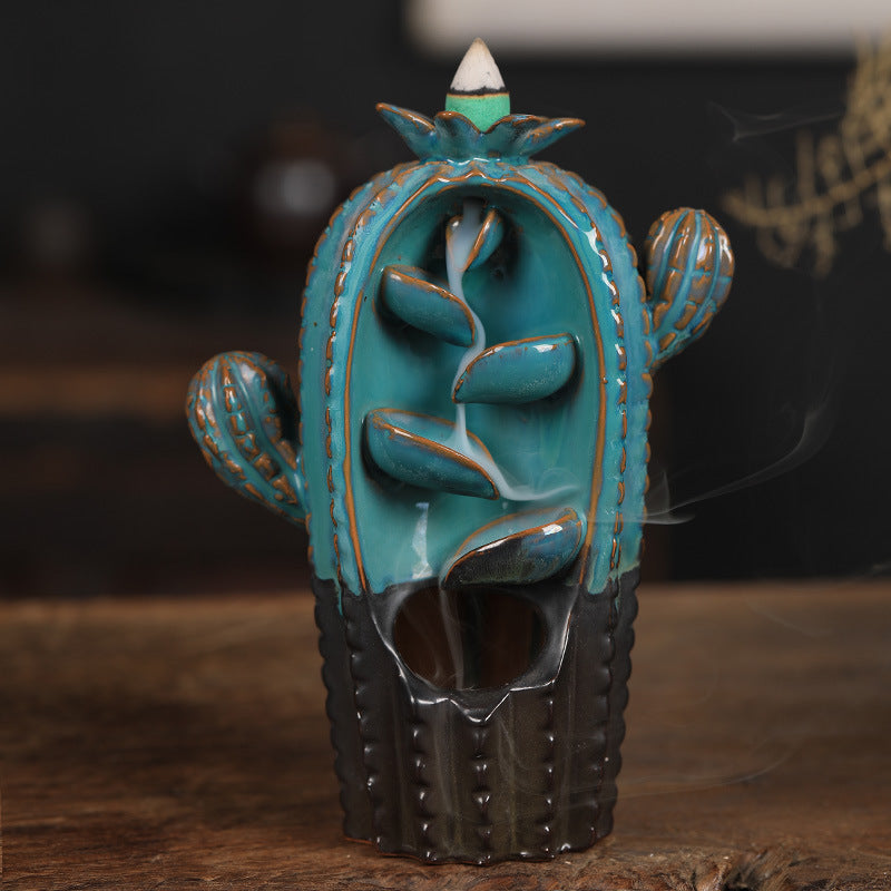 Back Flow Incense Burner Ceramic Incense Road Decoration Aromatherapy Stove Cactus Back Flow Incense Burner