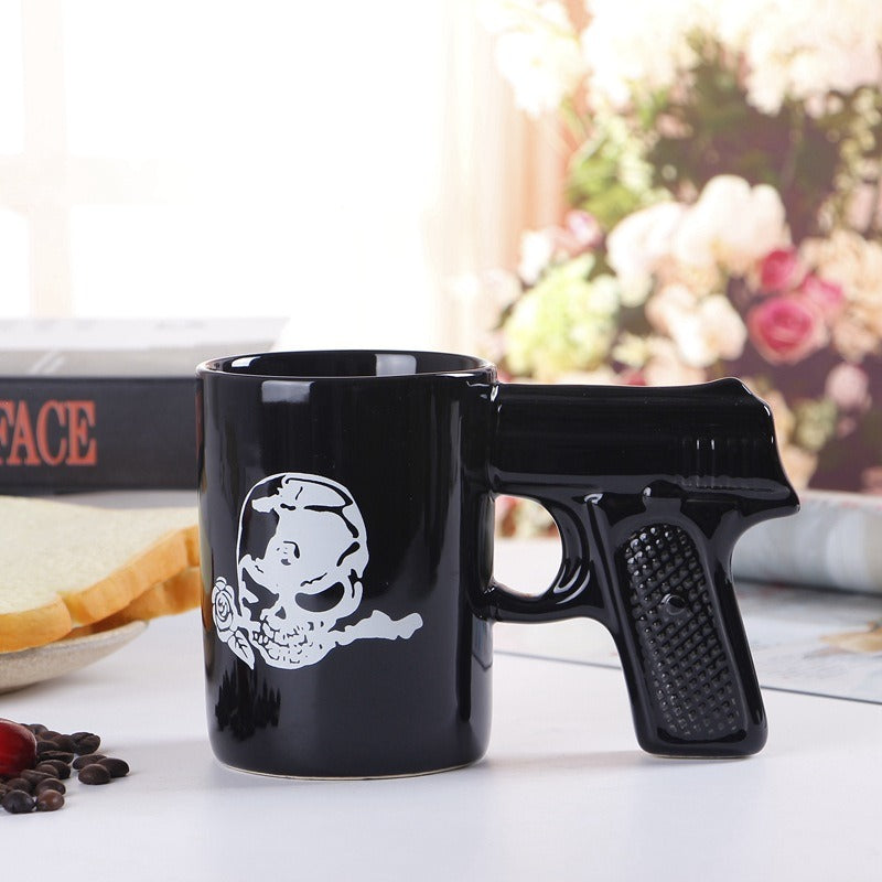 Pirate Pistol Cup Creative Skull Ceramic Water Cup Gun Handle Mug 3D Modeling Coffee Cup eprolo