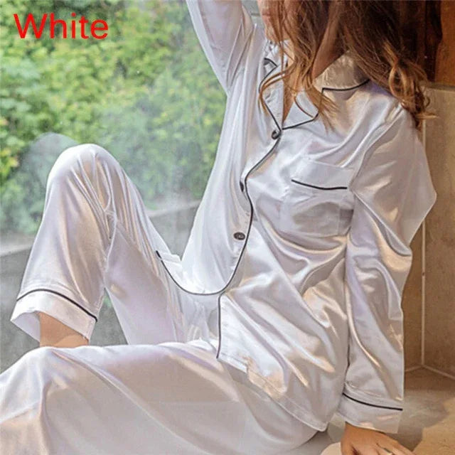 Silk Satin 2-Piece Pajama Set - Luxurious Sleepwear for Women - Shello's Creative Boutique