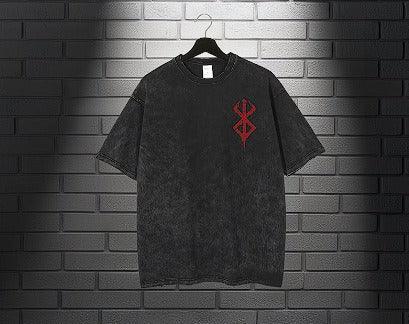 Anime Printed Streetwear Vintage Washed T-shirt Men Harajuku - Shello's Creative Boutique