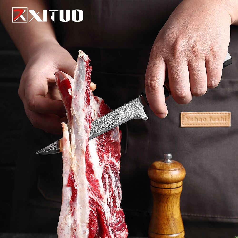 XITUO Damascus Stainless Steel Kitchen Knives Set High Quality Chef Knife Cleaver Paring Knife Stable wood&resin&horn Handle eprolo