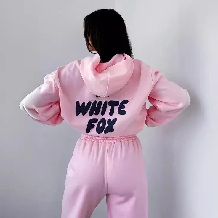 Autumn and winter new hoodie set with fashionable sports logo, long sleeved pullover hoodie two-piece set - Shello's Creative Boutique