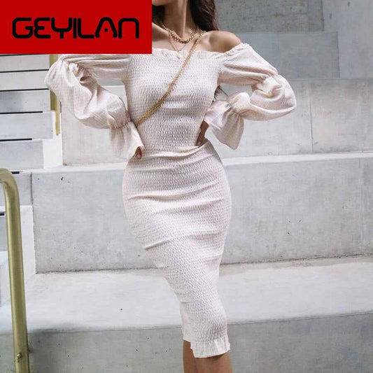 Nibber Autumn-Winter Harajuku Off-Shoulder Bodycon Midi Dress