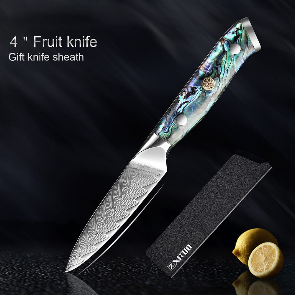 XITUO Damascus Steel Chef Knife Set Fine1-5 PCS Kitchen Knives Abalone shell handle Santoku knife eprolo