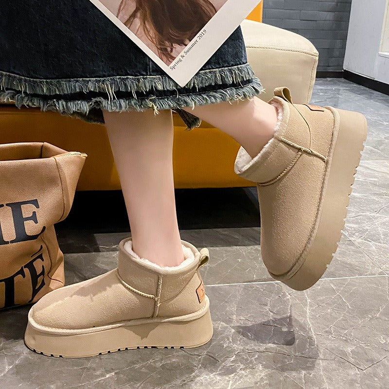 Thick soled versatile snow boots for women's warmth and height increase small cotton shoes eprolo
