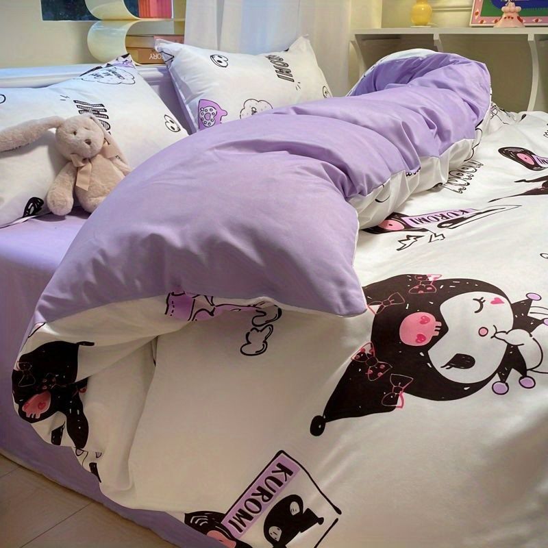 Four piece set of washed cotton bed sheets and duvet covers three piece set of bedding for single student dormitories eprolo