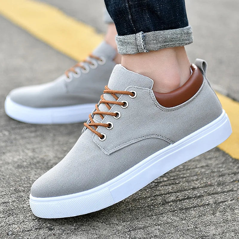 Men Shoes Canvas Sneakers Flats Lace up Leisure Loafers Rubber Sole Non Slip Sneakers eprolo