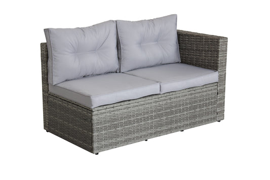 4 Piece Patio Sectional Wicker Rattan Outdoor Furniture Sofa Set with Storage Box Grey eprolo