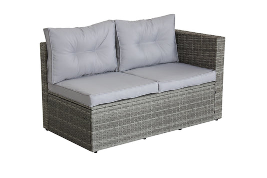 4 Piece Patio Sectional Wicker Rattan Outdoor Furniture Sofa Set with Storage Box Grey - Shello's Creative Boutique