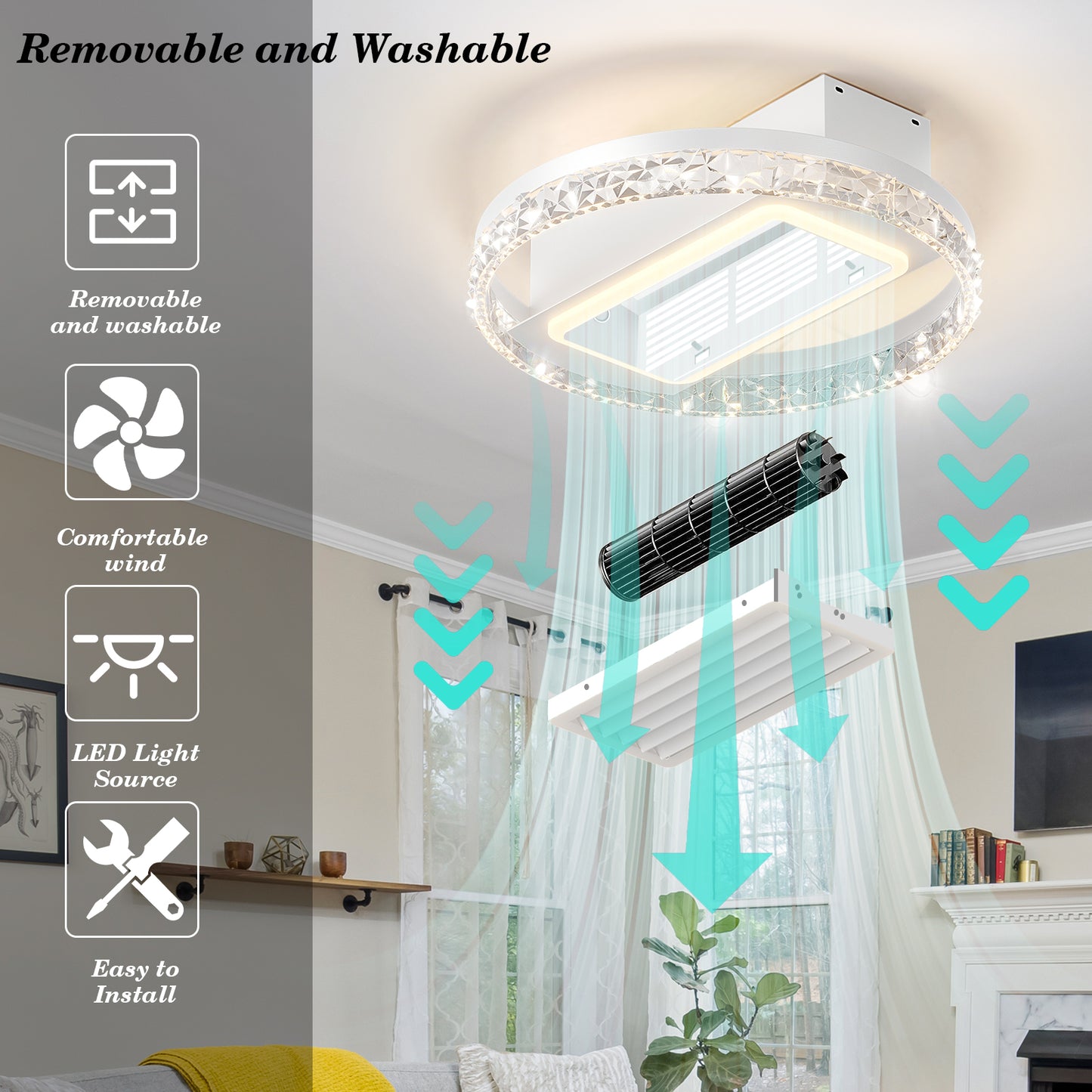 Bladeless Fan Lamp With Lights Dimmable LED eprolo